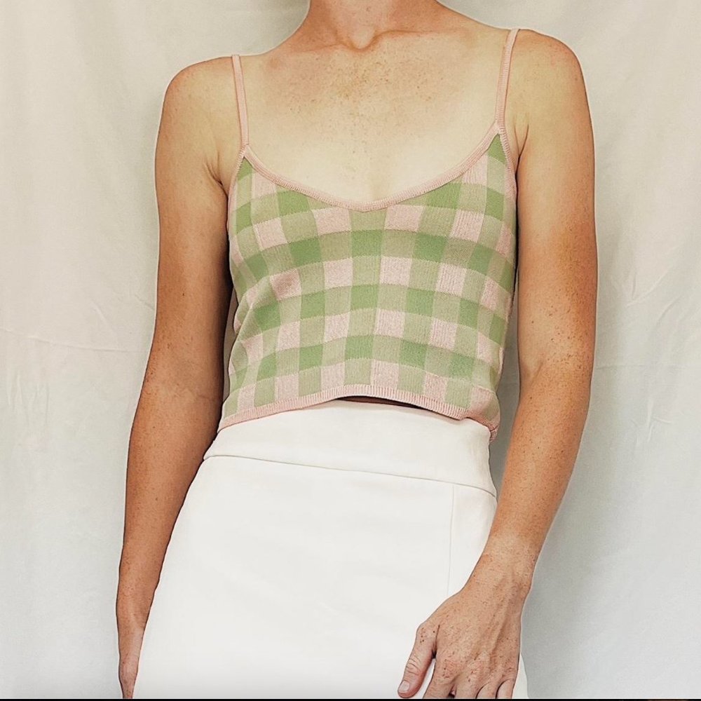 Cider Gingham Crop Tank in S